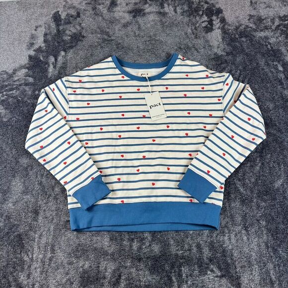 Pact Sweaters - Pact Scattered Hearts Slouchy Sweatshirt Fleece Crewneck S Organic Cotton NWT